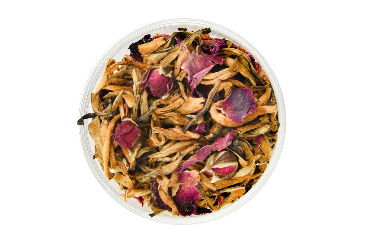 Rose Gold Black Tea - A Rare Chinese Yunnan Loose Leaf Golden Bud with Rose Petals and Rosebuds