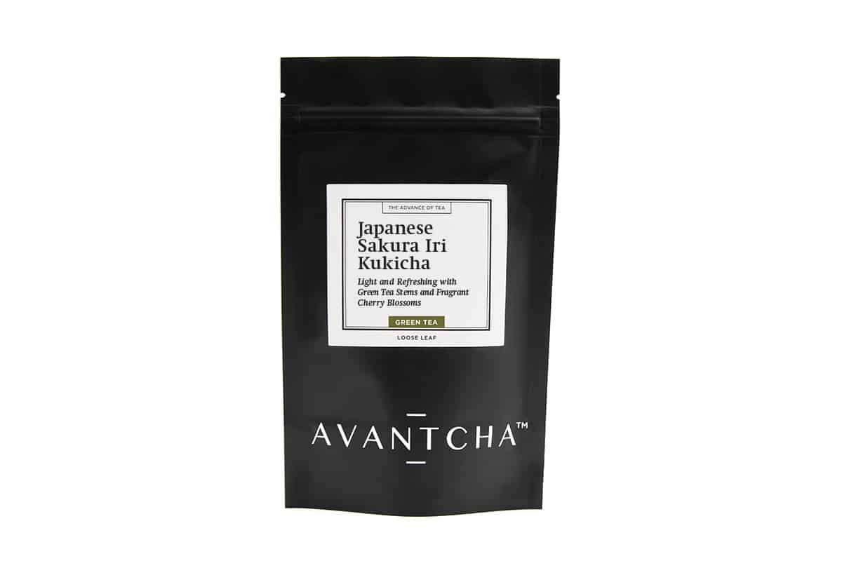 Japanese Sakura Iri Kukicha Small Pouch_web Japanese Sakura Iri Kukicha loose leaf green tea blended with Sakura blossoms Packaging
